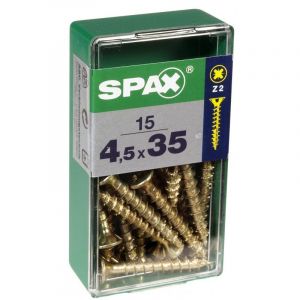 Image de Spax Lot de 15 vis acier t?te fraisée pozidriv, Diam.4.5 mm x L.35 mm