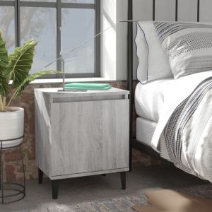 VidaXL Table de chevet avec pieds en métal Sonoma gris 40x30x50 cm