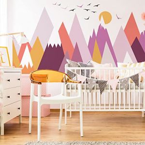 Ambiance Stickers muraux enfants - D&eacute;coration chambre b&eacute;b&eacute; - Autocollant Sticker mural g&eacute;ant enfant montagnes scandinaves himka - 80x120cm