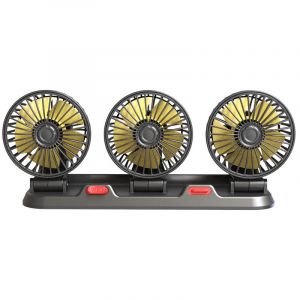 Ventilateur de refroidissement electrique pour voiture 12V Rotatif a 360 degres 3 tetes 2 vitesses Silencieux pour maison bureau et voiture