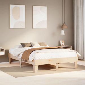 VidaXL Cadre de lit sans matelas 160x200 cm bois massif de pin, meuble de chambre à coucher, sommier, lit en bois, lit, lit double, lit à panneaux