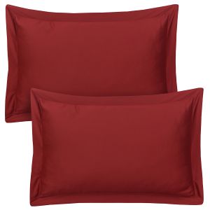 Lot de 2 taies d'oreiller 50x70 cm satin de coton bordeaux