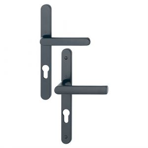 Hoppe Ensemble poign&eacute;es pour portes-fen&ecirc;tres Hamburg plaque &eacute;troite - Carr&eacute; de 7 - Entraxe 70 mm - Epaisseur 78-87 - Noir mat - 12003992