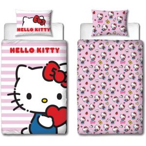 Sanrio Parure de lit réversible - Microfibre - 1 housse de couette 140 x 200 cm + 1 taie 63 x 63 cm