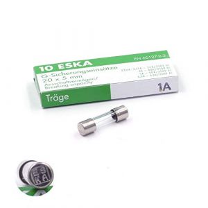 Fusible Temporis&eacute; (T) en verre 1A/250VAC 5x20mm (Boite de 10 Fusibles)