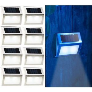 Lunartec 8 appliques solaires LED rectangulaires en acier