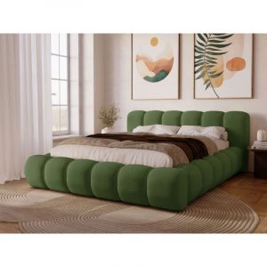 Lit rembourré avec rangement 160x200 velours vert Doria
