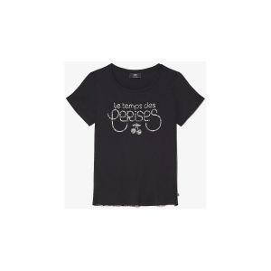 Le Temps des Cerises T-shirt T-shirt bi-mati&egrave;re deray noir imprim&eacute;