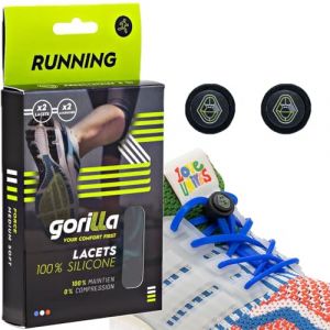 Gorilla Lacets flexibles Running Lacets / gu&ecirc;tres / semelles / pointes athl&eacute;tisme Bleu - Taille TU