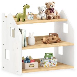 Idimex Etagère enfant 3 étagères en bois massif, naturel/blanc