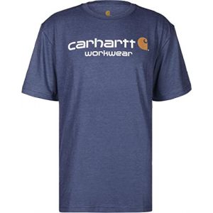 Image de Carhartt Core Logo T-Shirt Bleu foncé/Blanc L