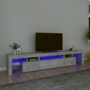 VidaXL Meuble TV avec lumières LED Gris béton 215x36,5x40 cm