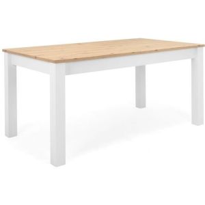 Table a manger extensible bergen - Décor chene artisan et blanc - Rallonge 55 cm - Jusqu'a 12 personnes - l 160-215 x p 90 x …