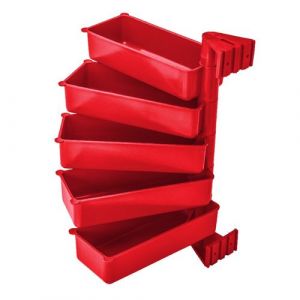 Jeu de 5 conteneurs de stockage rotatifs, Rodło PIVOT,polypropylène, couleur rouge, pour l'organisation