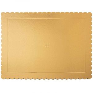 Image de Orion Northix - Plateau a cake rectangulaire 40x30 cm en carton dore brillant