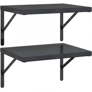 VidaXL Étagères murales 2 pcs 50x40 cm noir acier inoxydable, étagère flottante, étagère murale d'exposition, panneau d'étagère