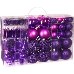 Brubaker Boules de Noël & Pointe de Sapin - 101 Pièces/Coffret XXL - Décoration Arbre de Noël - Violet
