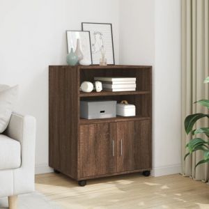 VidaXL Armoire à roulettes chêne marron 60x48x81 cm bois d'ingénierie, classeur, armoire de classement pour maison, classeur pour bureau à domicile