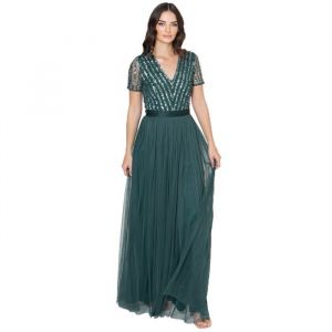 Maya Deluxe Maya Berry Embellished Halter Neck Maxi Dress Robe de Demoiselle d'honneur, Emerald Green, 40