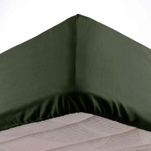 Douceur d'intérieur, Drap Housse (140 x 190 cm) Oscar Kaki, Microfibre Unie