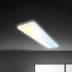 Briloner - Tava led Plafonnier 98cm, Variable, T&eacute;l&eacute;commande, Fonction veilleuse, Lumi&egrave;re indirecte, Blanc, 98 x 20 x 3 cm