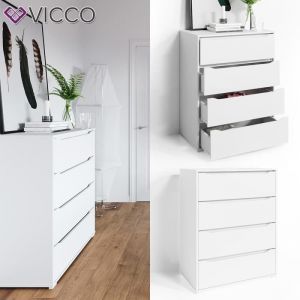 Commode "Ruben" 80cm Blanc 4 tiroirs Vicco