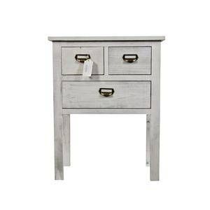 Décoration d'Autrefois MEUBLE CONSOLE BOIS 3 TIROIRS CERUSE BLANC 60x35.5x76cm