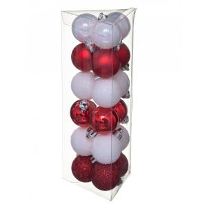 Image de Le géant de la fête Boules de Noël - 3 cm - lot de 18 - Rouge et Blanc