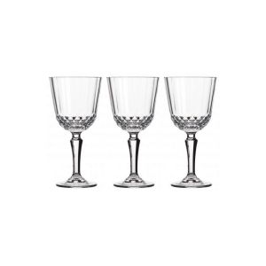 Wadiga Set de 3 Verres à Eau Sur Pieds en Verre Taillé