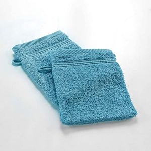 Lot de 2 Gants de Toilette "Tendresse" 15x21cm Bleu Paon Prix