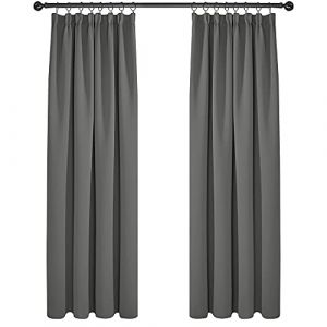 Image de Lot de 2 Rideaux Occultants Isolants Thermiques avec Galon Fronceur, Petite Taille, 132x229 cm, Gris Clair - Gris Clair - Deconovo