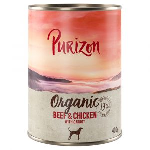 Purizon Organic Bio 6 x 400 g - b&oelig;uf, poulet & carottes