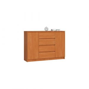 Commode akord K140 Aulne 138 cm 2 portes 4 tiroirs façade Aulne 4 étagères 138x40x99 cm