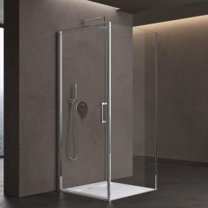 Doporro Cabine de Douche Forme u Pare-douche Portes Pivotantes Verre Transparent esg de 8mm avec Revetement nano Ravenna36UK 90x90x90cm Montage