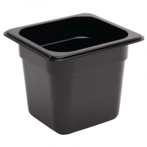 Vogue Bac Gastronorme en polycarbonate noir un sixième 150mm GN 1/6