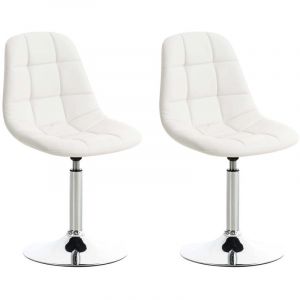 CLP Lot de 2 Chaises de Salon Emil similicuir avec Piètement en métal chromé siège pivotant, Blanc