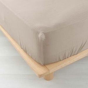 Drap Housse (160 x 200 cm) Angelia Sable, Gaze de Coton