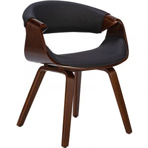 Décoshop26 Chaise de salle à manger fauteuil de bureau sans roulette assise en tissu noir pieds en bois - noir