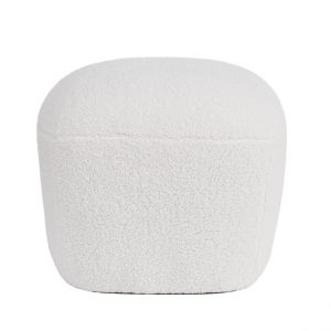 Pouf en bouclette épaisse écru Lana