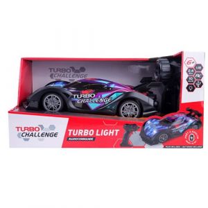 TURBO CHALLENGE - Voiture Turbo Light - Lightning Racer - 097750 - Voiture T&eacute;l&eacute;command&eacute;e - Bleu - 1/18 - Batterie Rechargeable et Piles incluses - Plastique - Jeu Enfant - Cadeau - &Agrave; Partir de 6 Ans