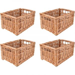 Creative Home - 4x Panier de Rangement en Osier Naturel - 30 x 20 x 16 cm