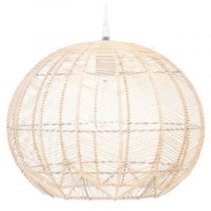 Image de Pegane Suspension design en rotin et fer coloris beige - Dim : D 38 x H 32 cm