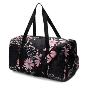 Jadyn Grand Sac de Voyage pour Femme avec Poche à Chaussures 55,9 cm, Motif Floral Noir, Large, Weekender