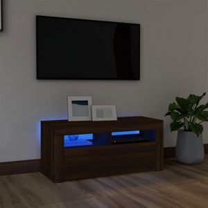 VidaXL Meuble tv avec lumières led Chêne marron 90x35x40 cm Chêne marron