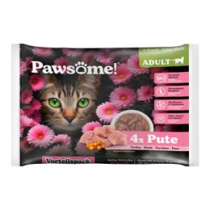 Pets Nature GmbH Pawsome adulte Flowpack Dinde 4x85 g