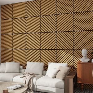 Lot de 4 panneaux acoustiques Vang à lamelles en diagonale 1,44 m² effet chêne, foncé NEU.HOLZ
