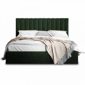 Rosario - lit coffre - 140x200 - sommier inclus - en velours - Vert