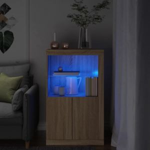 VidaXL Armoire latérale avec lumières LED chêne sonoma