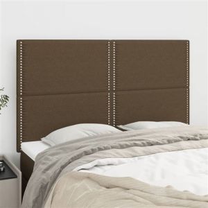 VidaXL 4x Têtes de Lit Meubles de Chambre à Coucher Accessoires de Lit Simple Têtes de Cadre de Lit Intérieur Marron Foncé 72x5x78/88 cm Tissu