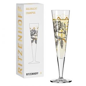 Ritzenhoff & Breker Goldnacht 1071029 Verre à champagne 200 ml – Série Goldnacht N° 29 – Motif jardin de roses avec or véritable – Fabriqué en Allemagne